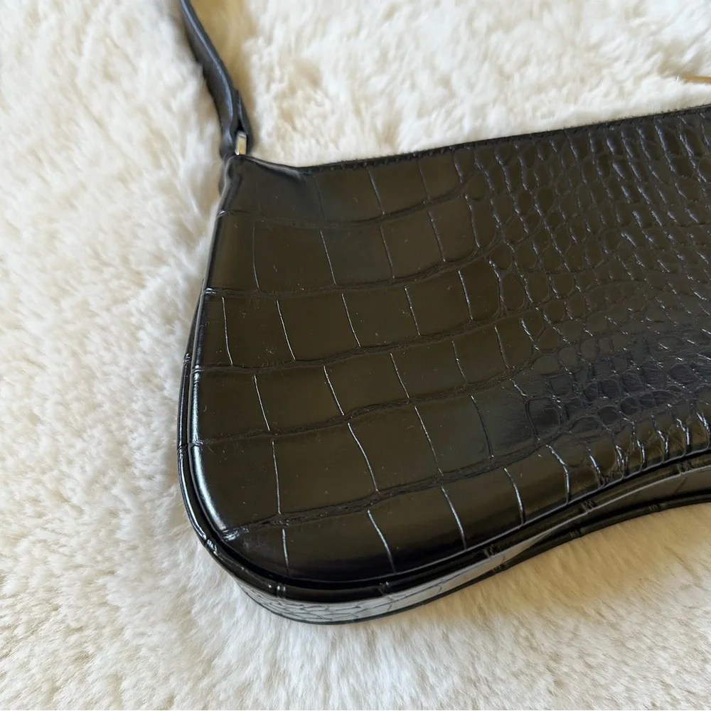 JW PEI Eva Black Croc-Textured Shoulder Bag - Picture 8 of 8